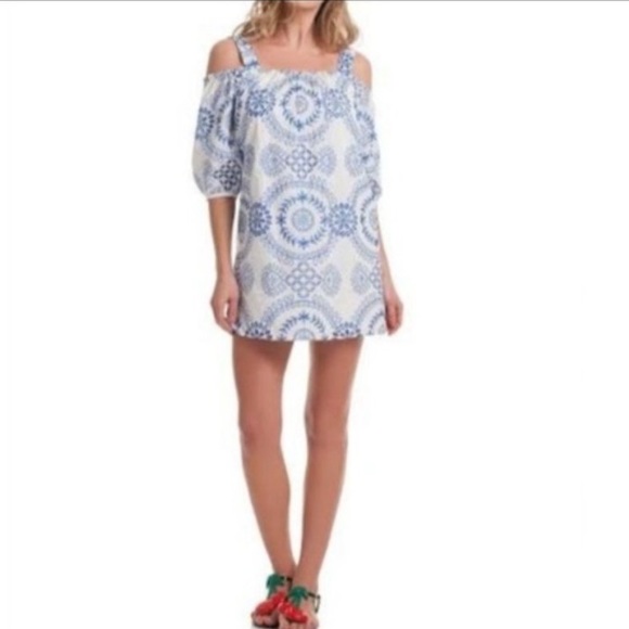 Trina Turk Dresses & Skirts - Trina Turk Embroidered Eyelet Off The Shoulder Tank Dress